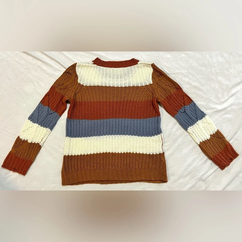Hem & Thread Striped Multicolor Women's Fall Autumn Cozy Sweater Size Large - Picture 12 of 16
